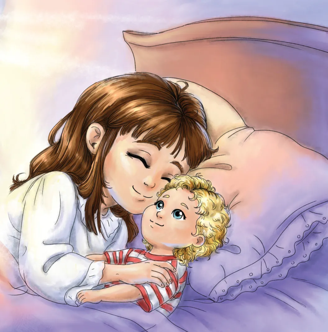 Rossella sleeping peacefully while holding Stella